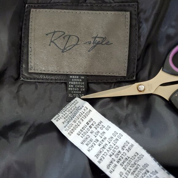RD  Style Faux Leather Bomber Jacket fits sz Large - Picture 4 of 9